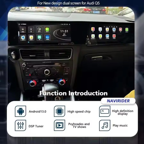 Autoradio für Audi Q5 2009-2017 21" Dual Screen GPS Co-Driving Screen Carplay - Picture 1 of 9