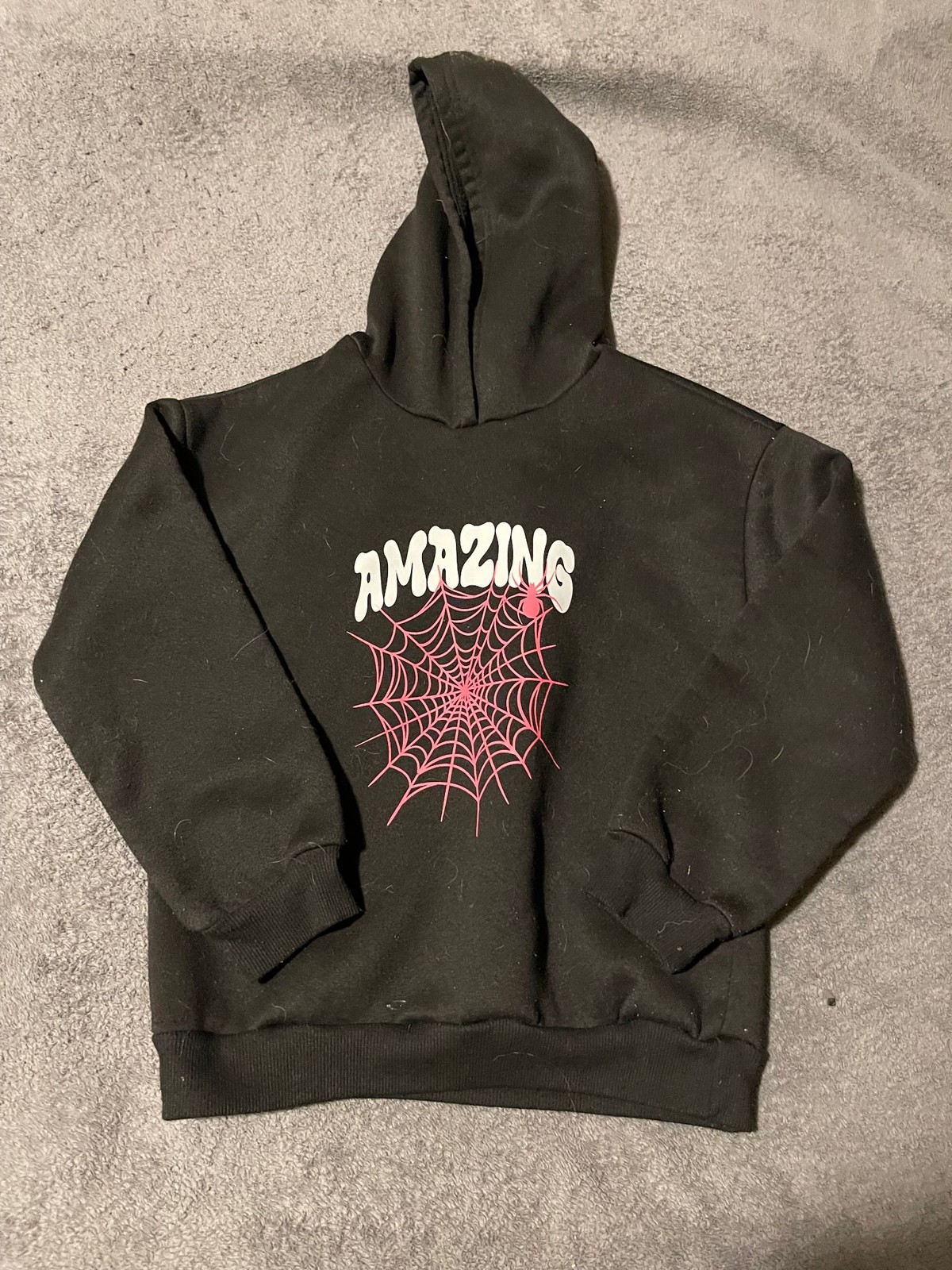 SHEIN Hoodie Kids 10Y Amazing Spider Web Graphic Pullover Sweatshirt Black