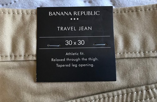 Banana Republic Mens 30x30 Travel Jean Athletic Fit Brown Khaki Stretch NWT - Picture 7 of 12