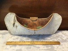 "Canoa vintage de corteza de abedul hecha a mano de 13-1/2"" para colgar en la pared cabaña/hombre-cueva decoración"
