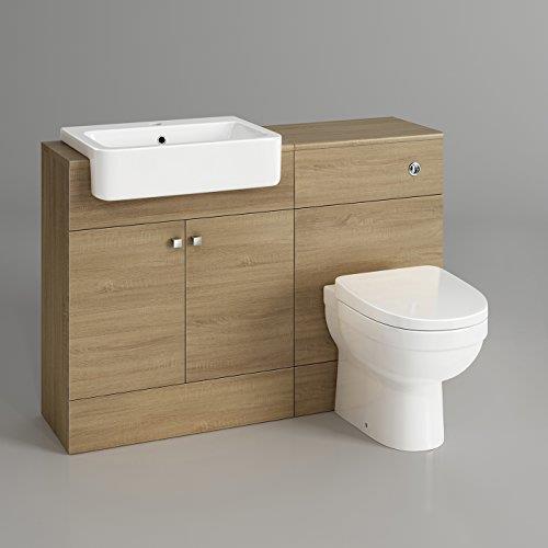 Bathroom Suite Combined Furniture Vanity Unit Sink Toilet Set & Back to Wall WC - Picture 12 of 66
