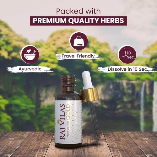 3psc Raj Vilas Gold Drops Ayurvedic Premium Supplement for Endurance & Strength - Picture 1 of 6