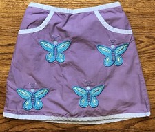 Lands End Girls 4 Butterfly Floral Applique Skort Skirt/Shorts Purple Teal