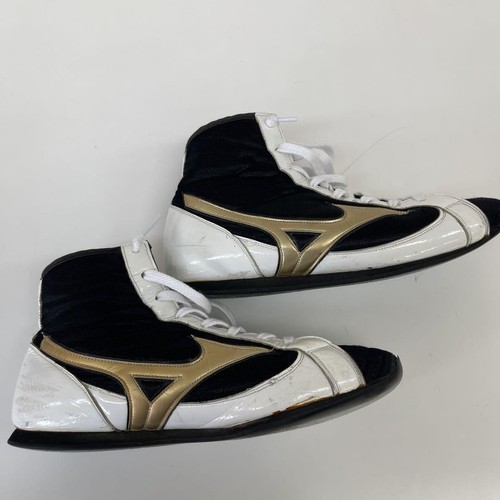 MIZUNO Boxing Shoes White Black Gold US7 ( 25.0cm ) Used Japan - Picture 8 of 12