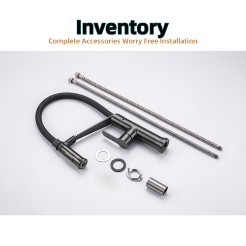 Grifo de cocina pistola de acero inoxidable gris succión magnética silicona para fregadero - Imagen 5 de 7