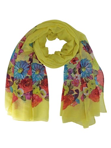 ROSA GELB BLAU LEICHTER SCHAL MIT BLUMENDRUCK 3ER-PACK SET - Bild 8 von 10