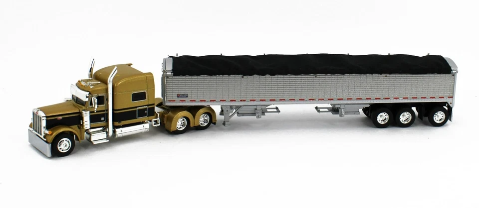 2022 DCP 1:64 *GOLD* Peterbilt 379 70" w/WILSON 50' Tri-Axle Grain Trailer NIB - Image 2 of 4