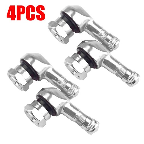 4X CNC Motorcycle 90-Degree Angle Wheel-Tire Stem Tubeless Valve Aluminum Silver - Picture 1 of 9