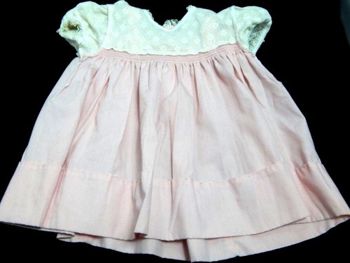 Vintage 1970s Nannette Lacey Pink Smock Bib Dress Made USA No Ironing Baby Doll - Picture 12 of 12