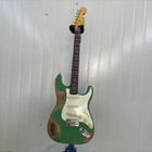 Right Handed Green St Electric Guitar Sss Pickups 6 String Maple Neck Alder Body