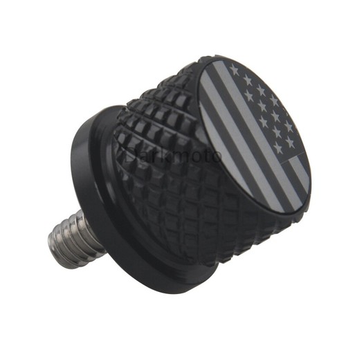 American Flag Polished Rear Seat Bolt Stars and Stripes Black 6mm Knurl Thread - Picture 5 of 12