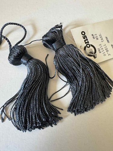 French Blue 3" Bell Tassel Fringe Vintage New by Conso Set of 2 - Picture 2 of 3