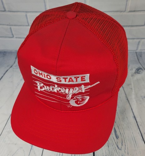 Vintage Ohio State Buckeyes Mütze Split Bar Cap Spell Out Rot Snapback Original - Bild 2 von 8