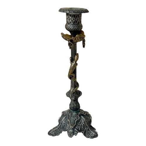 Candelabro Lagarto Uva Candelabro Vintage Metal Dorado Plata 10” Decoración Gótica - Imagen 9 de 9