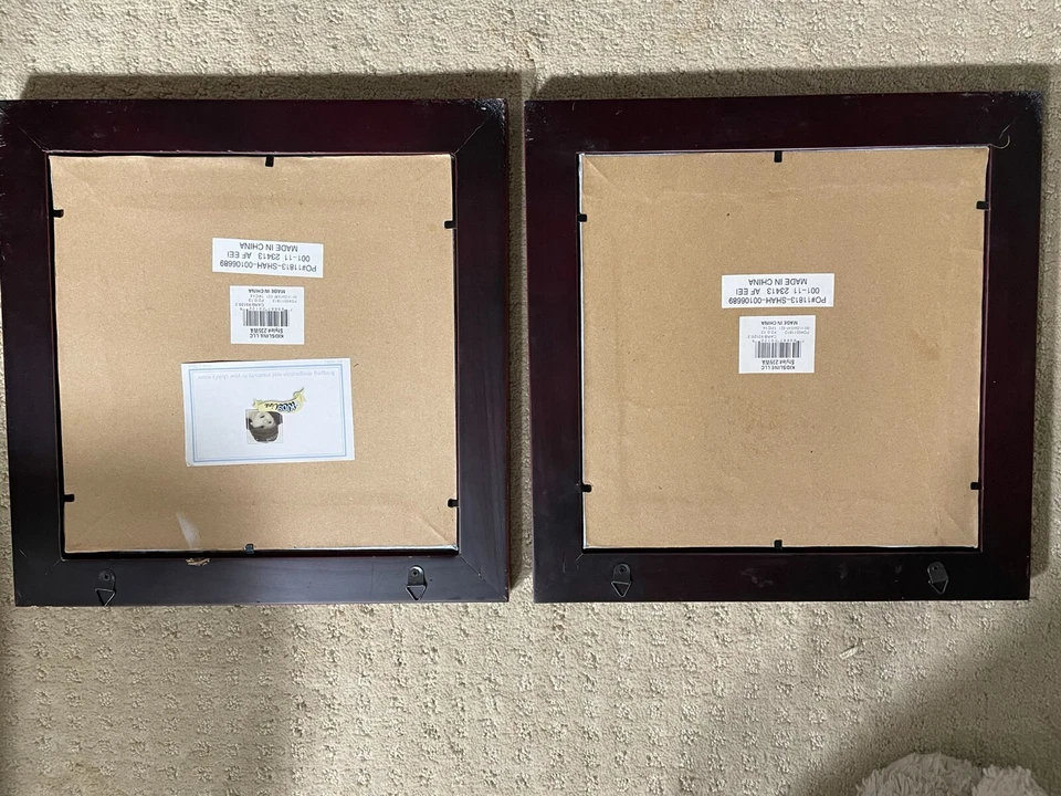 Juego de 2 arte bordado enmarcado - coche y camión de remolque - decoración de pared para guardería de 11"x11" Foto 4 de 4