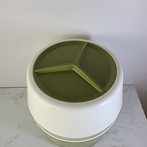 VTG Rubbermaid Lazy Susan Canister Carousel Party Plan Avacado Green Storage - Picture 4 of 6