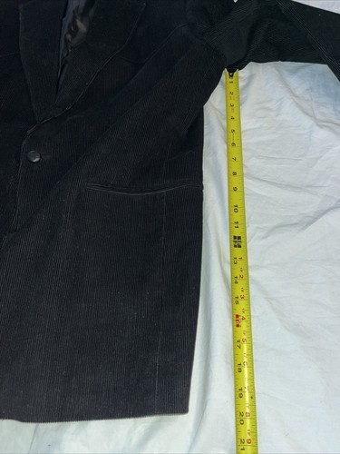 Circle S Western Blazer Jacket 46L Black Cowboy Missing Button Corduroy - Picture 9 of 12