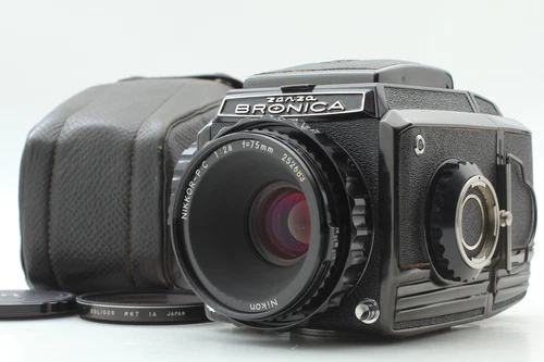 Final Late Black Model [N MINT w/ Case] Zenza Bronica S2A + 75mm f2.8 From JAPAN