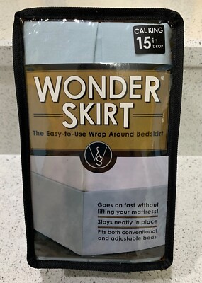 WONDER SKIRT CAL KING 15 IN DROP  BLUE EASY TO USE  WRAP AROUND BEDSKIRT