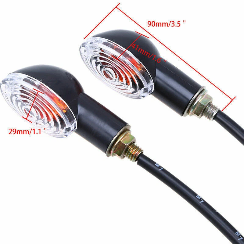 2* Universal Motorcycle Front / Rear Turn Signal Indicators Amber Lights Clear * — 第 2/4 张图片