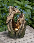 10 in H Indoor/Outdoor Tree Trunk Fountain W/LED Home Decor Tabletop Decoration