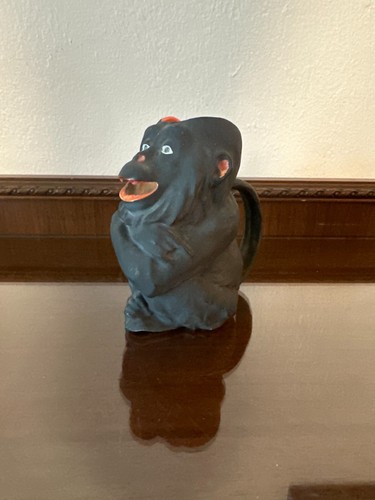 Antique 1900s Royal Bayreuth Monkey Ape Chimp 5'' Creamer Pitcher Black Matte - Picture 6 of 8