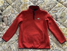 LL Bean Boy s Sweater Fleece Pullover Mountain Red Size 14/16