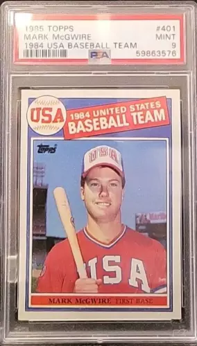 1985 Topps #401 Mark McGwire USA Baseball Rookie RC PSA 9 Mint!!! Oakland A's