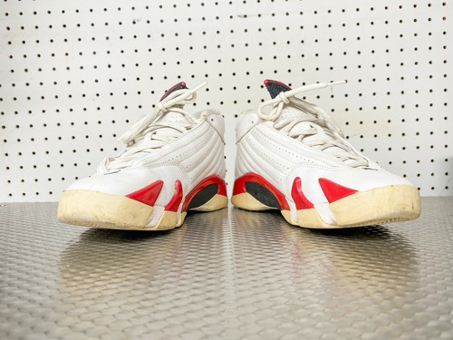 Air Jordan 14 retrò ""Candy Cane"" taglia 6,5 GS bianco varsity rosso ciliegio 2012 XIV - Foto 2 di 12