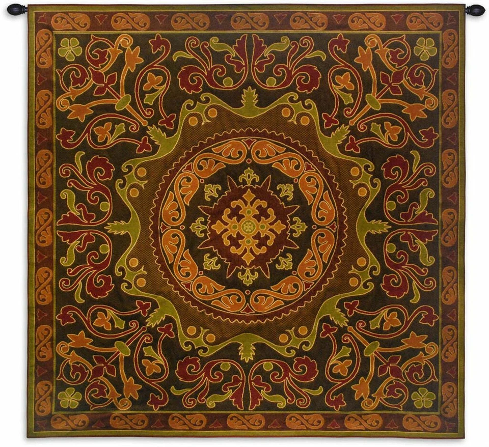 SUZANI RADIANCE Tapiz Geométrico Asiático Tribal Ornado Colgante de Pared Tejido 53x53" Foto 4 de 4