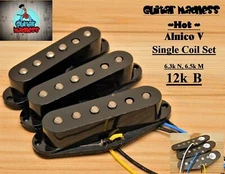 G.M. Premium Hot Alnico's Black Strat Stratocaster® Single Coil Set For Fender