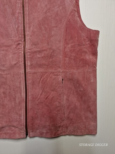 Ruff Hewn Women's Pink 100% Genuine Leather Full Zip Vest Western Lined Size L - Picture 4 of 16