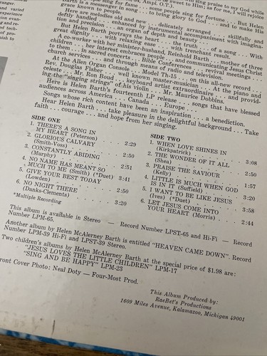 Helen McAlerney Barth Songs From Her Heart Album - Picture 3 of 5