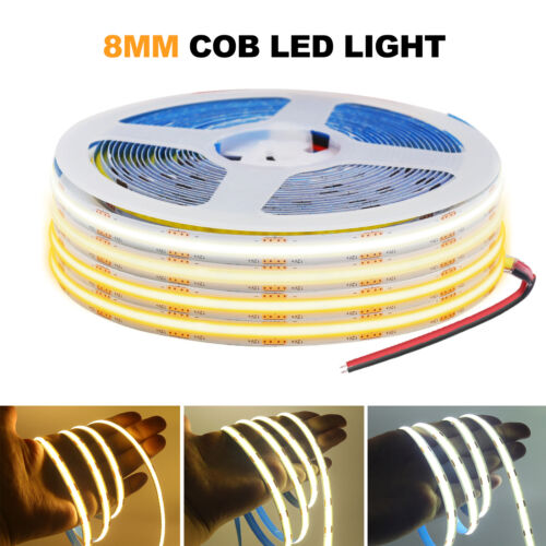 COB LED Strip Lights High Density Flexible Tape Self Adhesive Band 5V 12V 24V - Picture 28 of 28