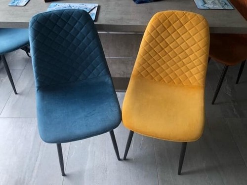 Quality Dining Chairs - Modern Suede/Velvet Back Sturdy metal Legs Office/Cafe - Picture 4 of 4
