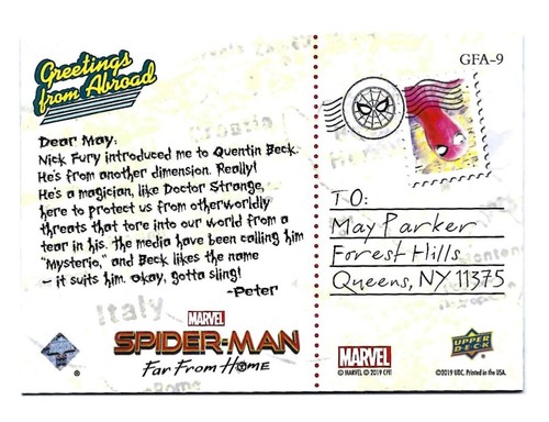 2019 Upper Deck Marvel Spider-Man Far From Home Greetings From Abroad #GFA-9 - Picture 2 of 2