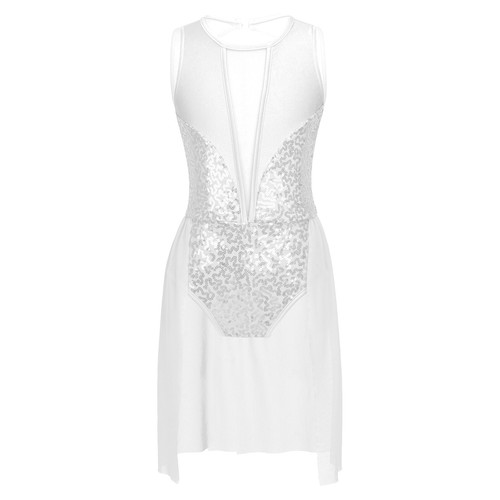 Kids Girls Sequins Splice Mesh Lyrical Dance Performance Costume Ballet Dress - Bild 16 von 81