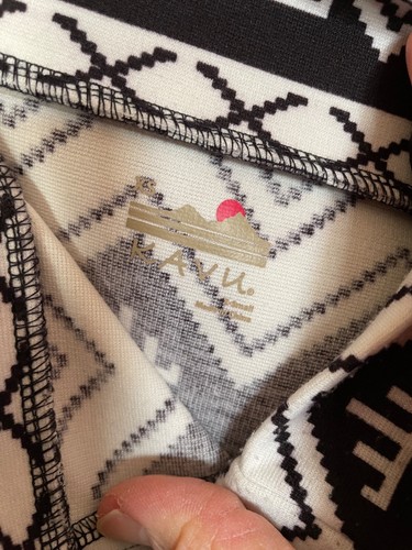 KAVU womens X-small aztec tribal art fair isle chevron black white pattern skirt - Picture 4 of 5