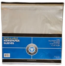 (100) CSP Resealable Newspaper Sleeves / Storage Bags 13-3/8" X 11-7/8"