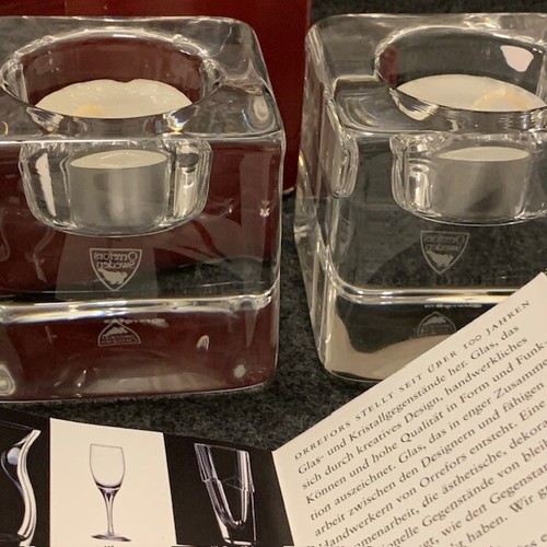 Orrefors Schweden Eiswürfel Windlichthalter 2er Set OVP Vintage MCM Preppy - Bild 18 von 21