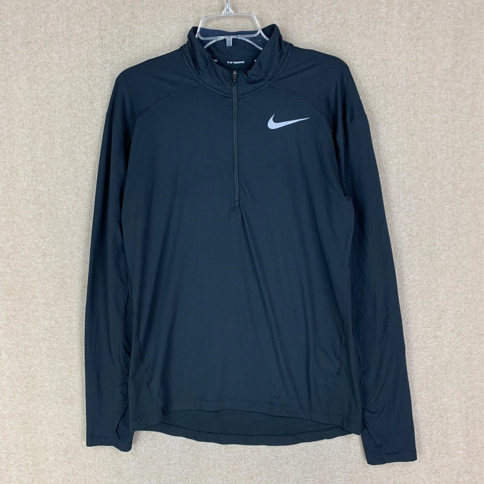Nike Running Shirt Size S Men’s Dri-fit 1/4 Zip Jacket Black Athletic Top AQ7903