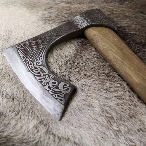 Viking Axes Ash Wood Handle Hunting Bushcrafting Cosplay Axe, Norse with Sheath - Picture 8 of 9
