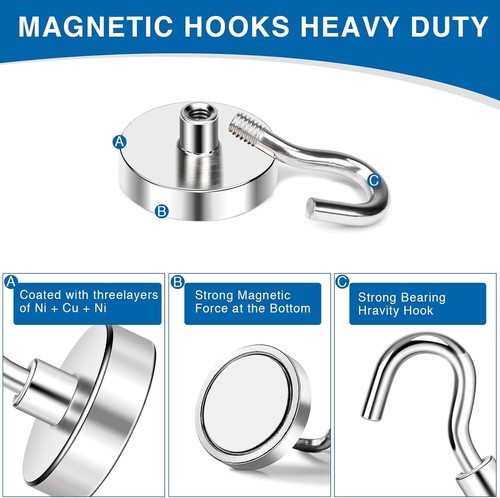6 Pack 100Lbs Heavy Duty Magnetic Hooks Cruise Hanging Hooks for Refrigerator US - Picture 11 of 24