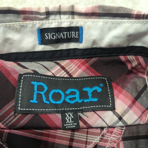 Roar Signature Shirt Mens 3XL Red Plaid Ebroidered Western Grunge Biker Y2K - Picture 7 of 12