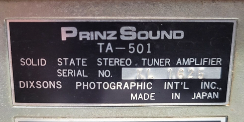 Amplificador Sintonizador Estéreo PrinzSound TA-501 Estado Sólido De Colección Potencia Probada Solo - Imagen 2 de 9
