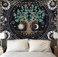 Krelymics Tree of Life Tapestry Sun and Moon Tapestry 