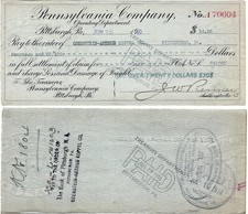 Scheck Pennsylvania Company von 1910 Erste Nationalbank Pittsburgh USA