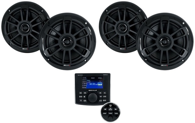 Rockville RGHR-ZA 4 Zone Marine Bluetooth App Ctrl Receiver+4) MB QUART Speakers Rockville RGHR-ZA 4 Zone Marine Bluetooth App Ctrl Receiver+4) MB QUART Speakers