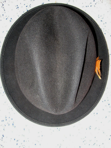 VINTAGE 1960s BLACK WOOL FELT SUPREME FEDORA - 21" - Picture 5 of 8
