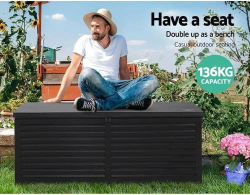 Outdoor Storage Box Container Cabinet Bench 390L Extra Large Lockable Tool - Picture 7 of 9